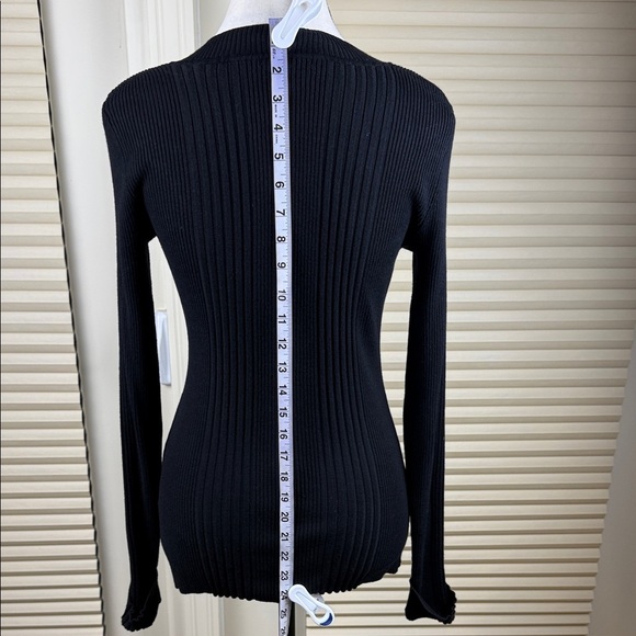 Black Ribbed Knit Sweater - Picture 8 of 13
